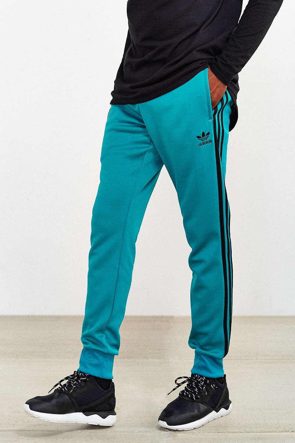 teal adidas sweatpants