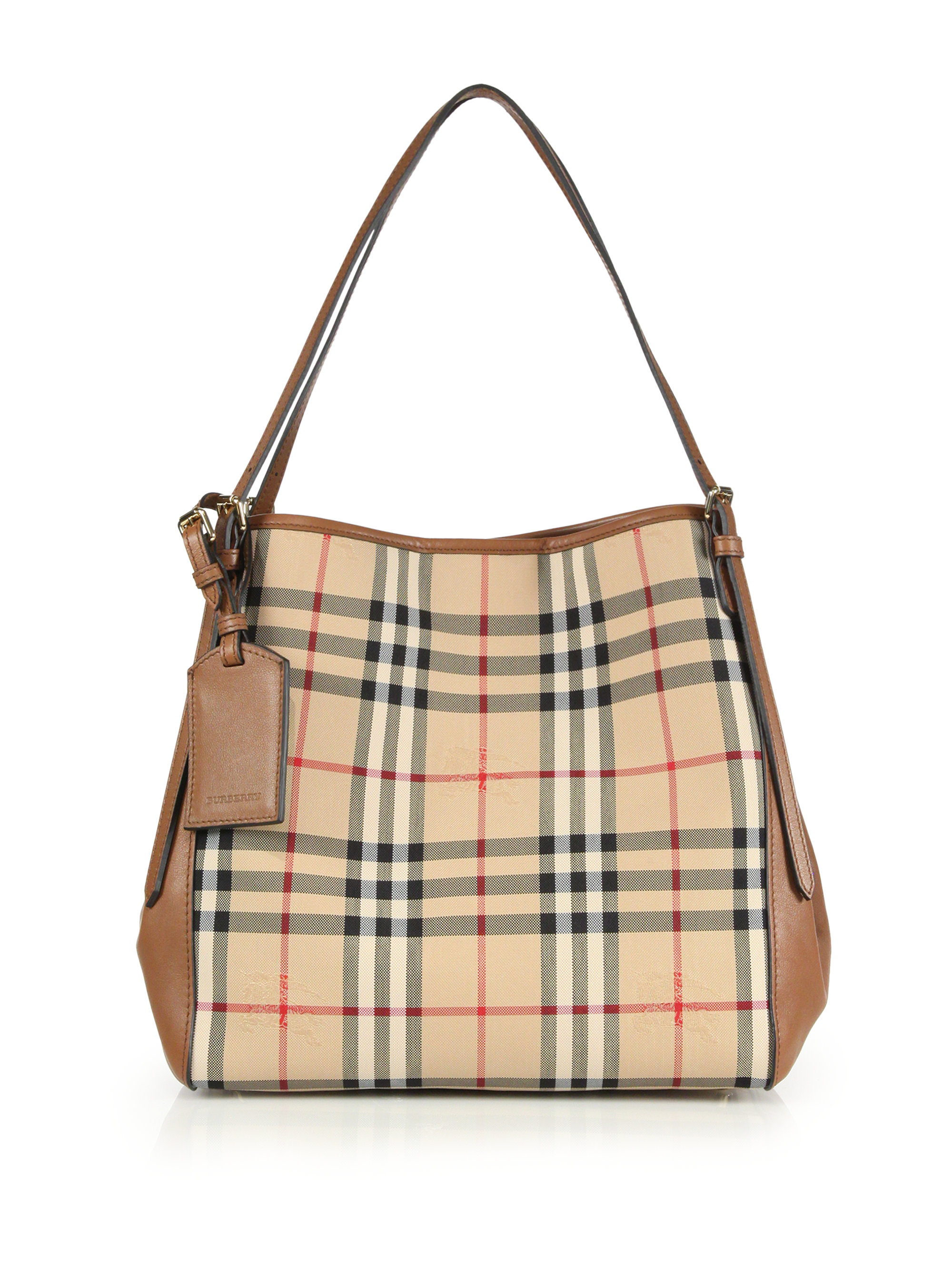 Lyst - Burberry Canter Small Horseferry Check & Leather Tote in Brown