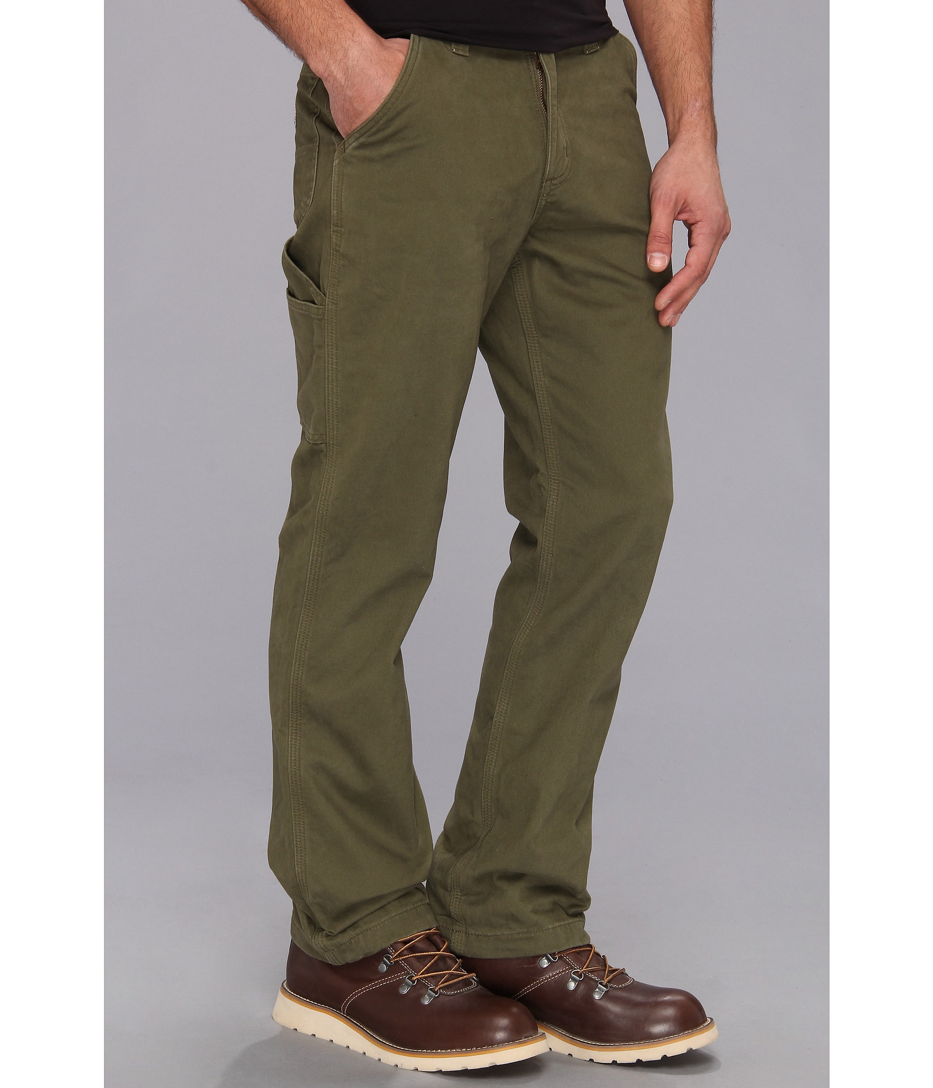 Carhartt Washed Twill Dungaree Flannel Lined Pant in Army Green (Green ...