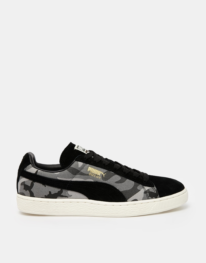 PUMA Suede Camo Sneakers in Black for 