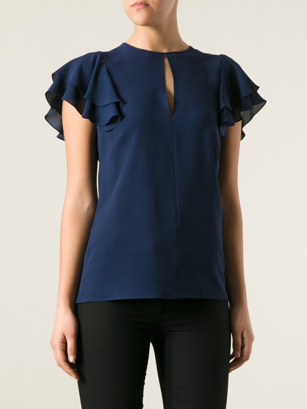 short ruffle sleeve blouse