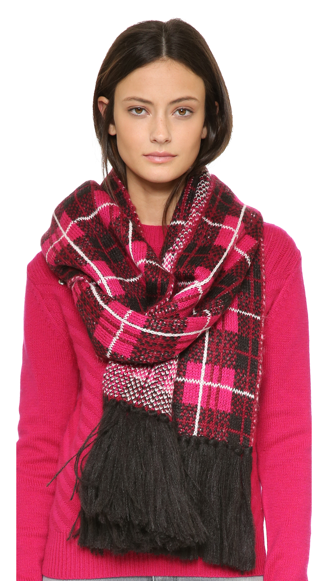Kate Spade Synthetic Woodland Plaid Scarf in Pink - Lyst