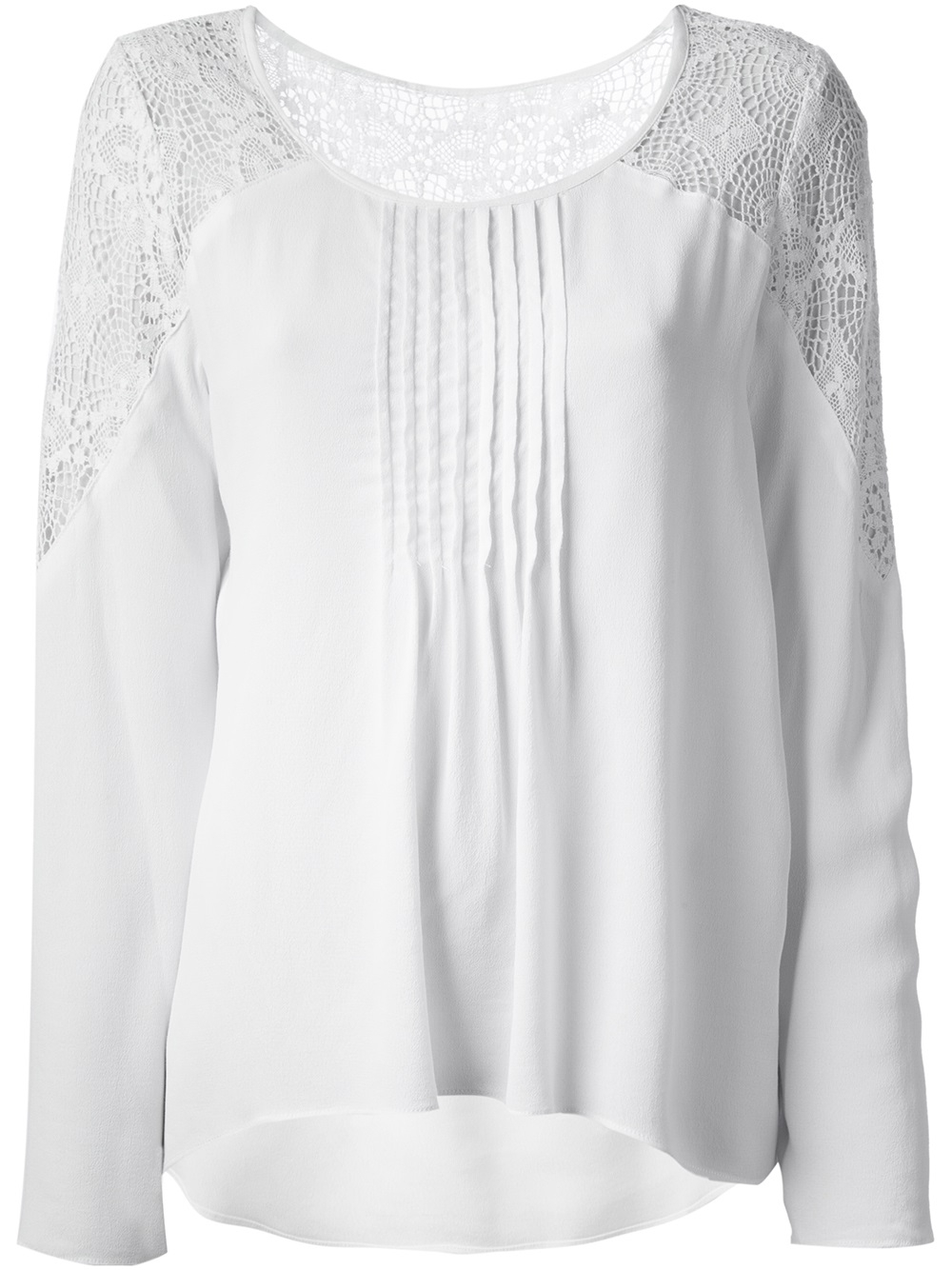 Lyst - Nicole Miller Broderie Anglaise Panel Blouse in White
