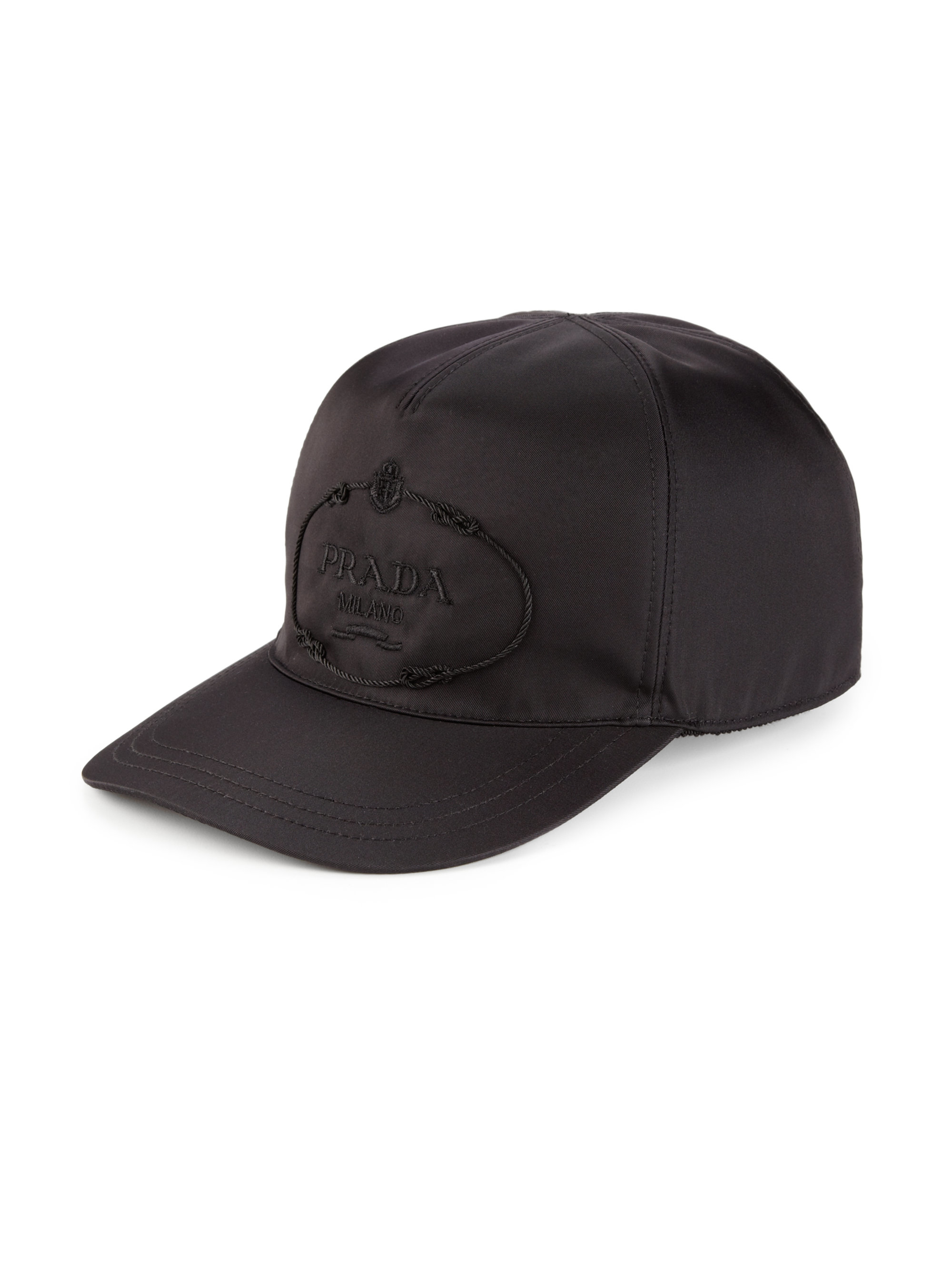 Prada Synthetic Nylon & Calf Leather Baseball Cap in Black for Men 