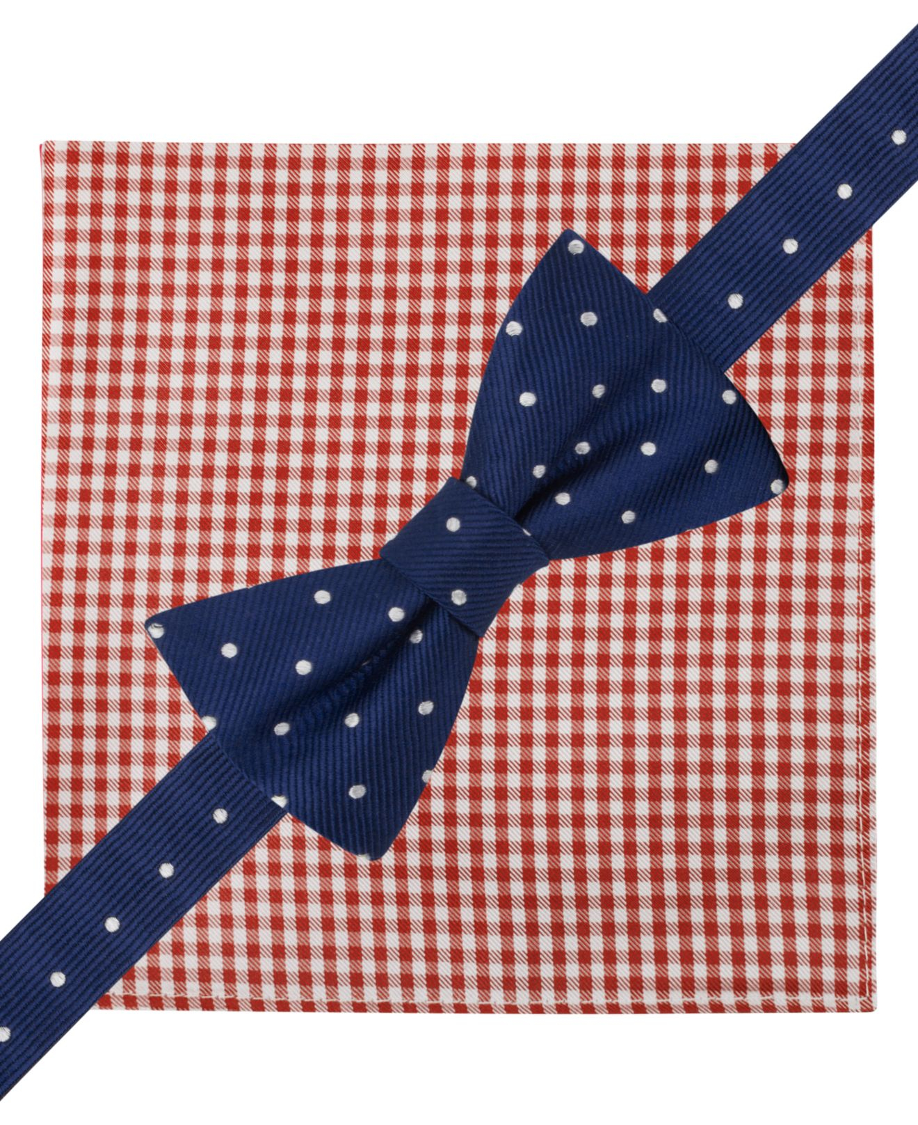 Tommy Hilfiger Mens Gingham Tie /& Pocket Square Set