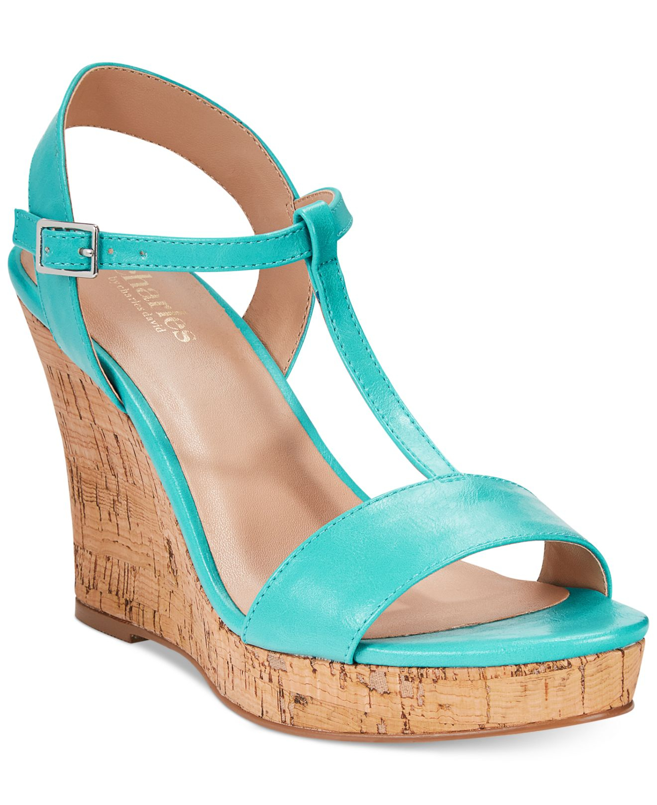 Charles David Libra Platform Wedge Sandals in Turquoise (Blue) - Lyst