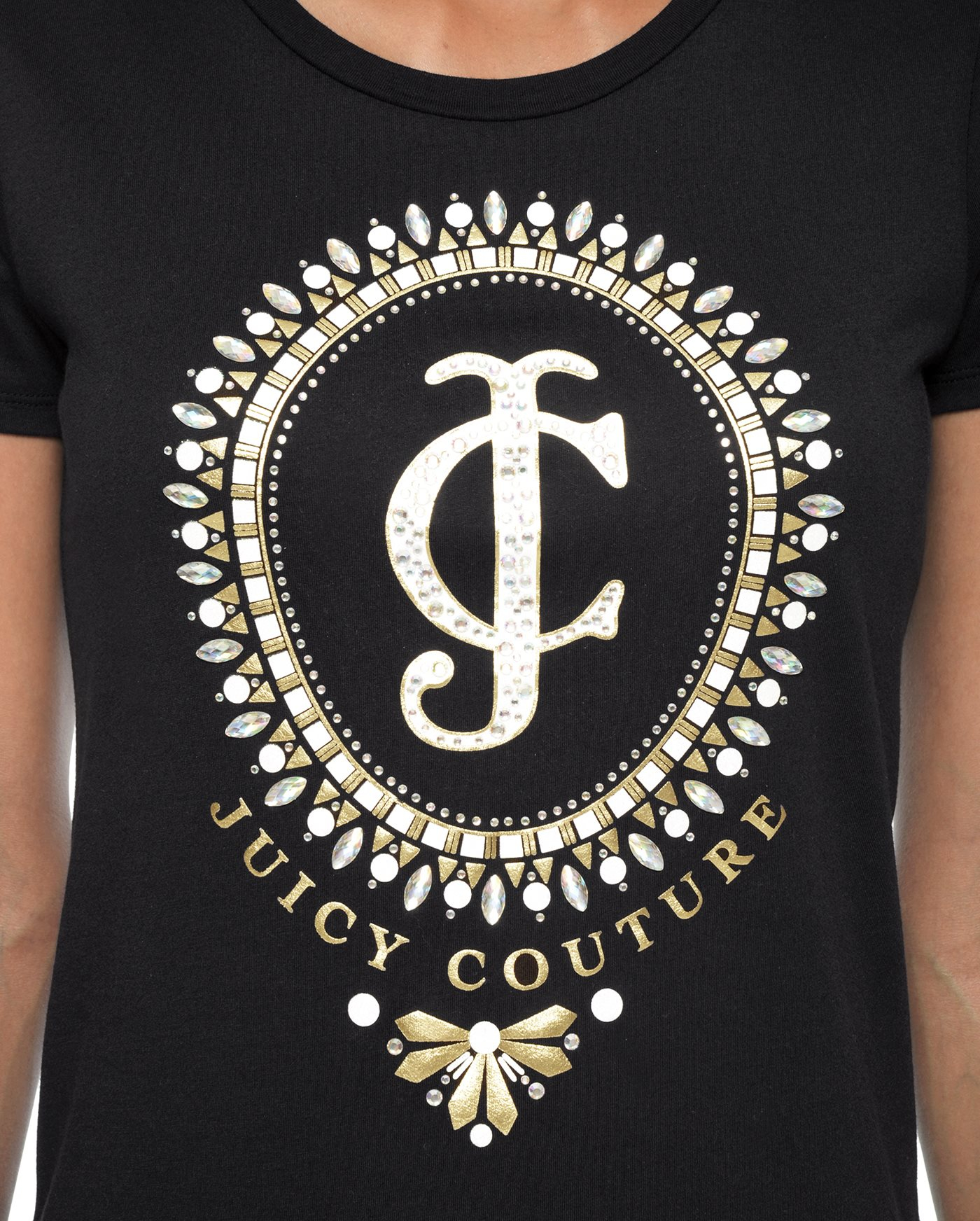 Juicy couture Logo Jc Bling Cameo Tee in Black (Pitch Black) | Lyst