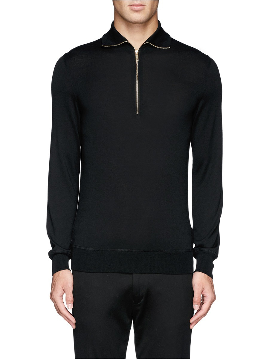 Alexander McQueen Zip Front Turtleneck Sweater in Black for Men - Lyst