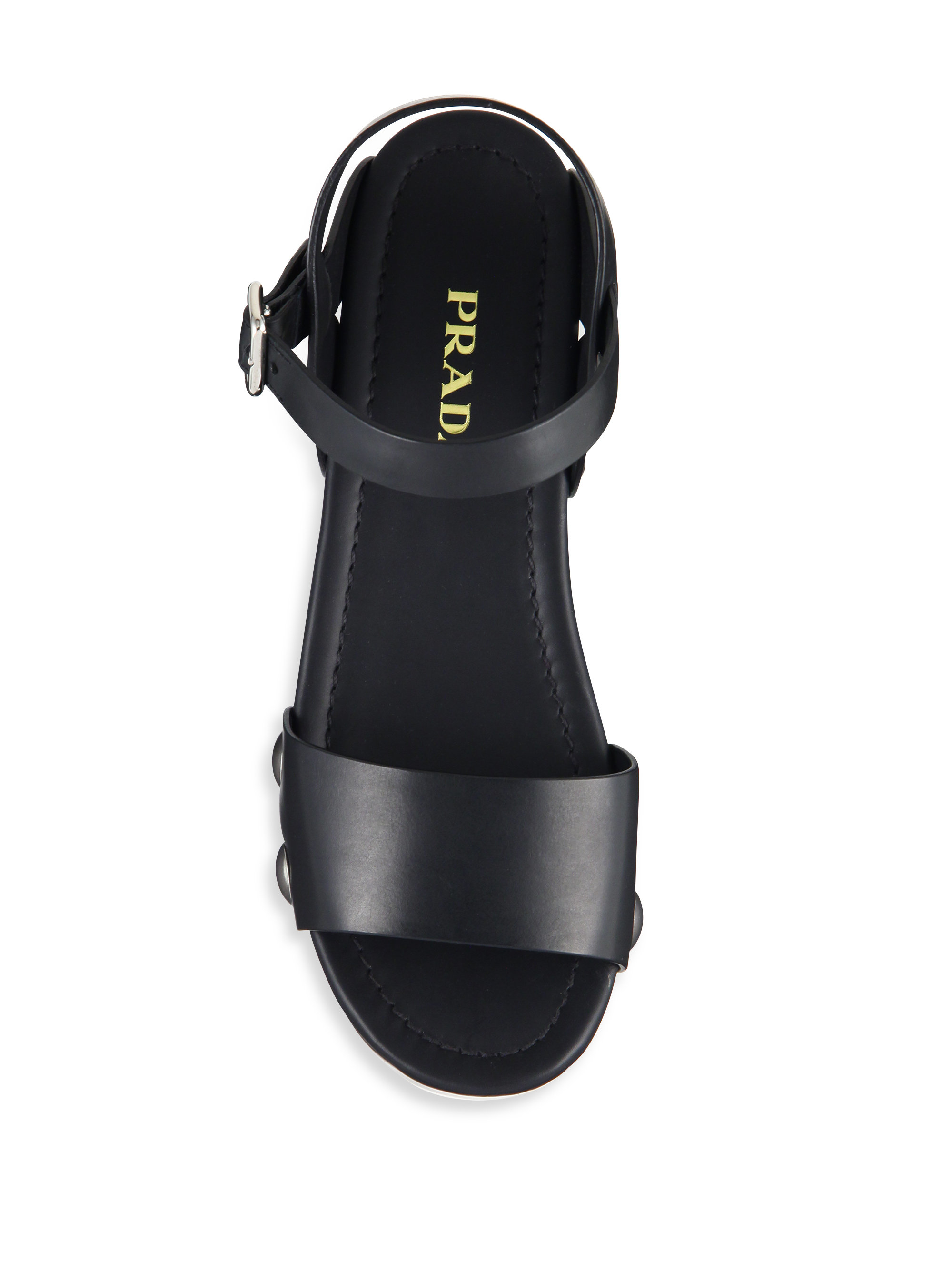 Prada Leather & Wooden Clog Sandals in Black | Lyst