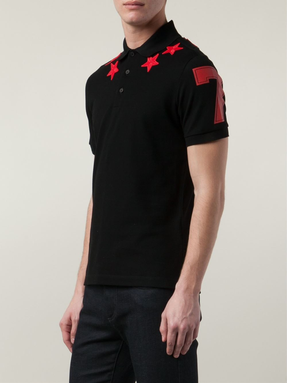 Givenchy Star Patch Polo Shirt in Black for Men - Lyst