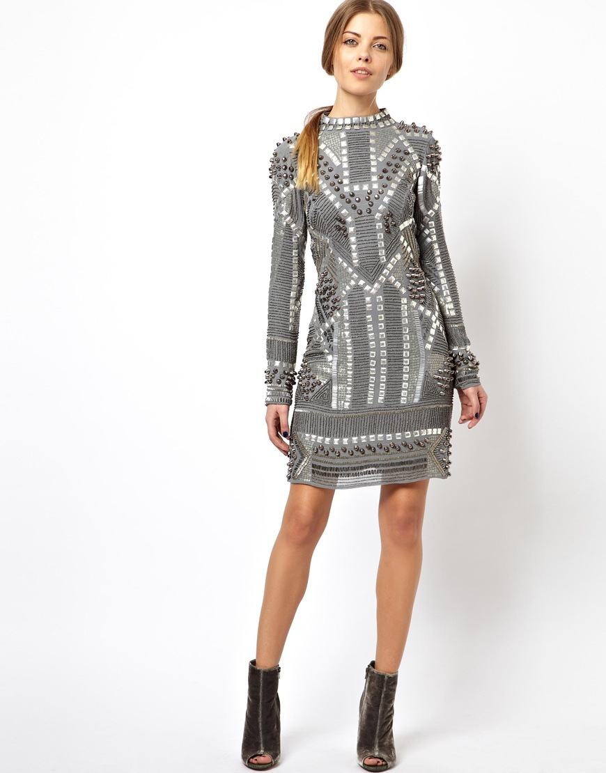 black embellished bodycon dress