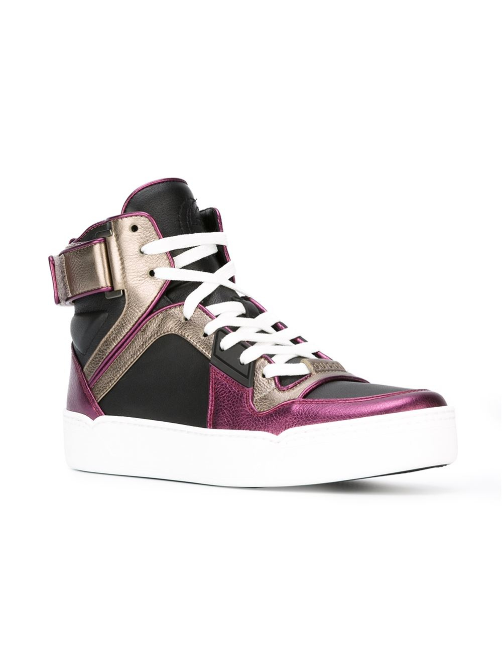Lyst - Gucci Metallic Leather Sneakers in Purple
