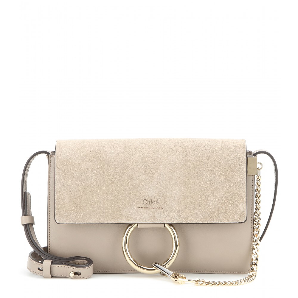 Chlo Faye Small Leather and Suede Shoulder Bag in Gray | Lyst