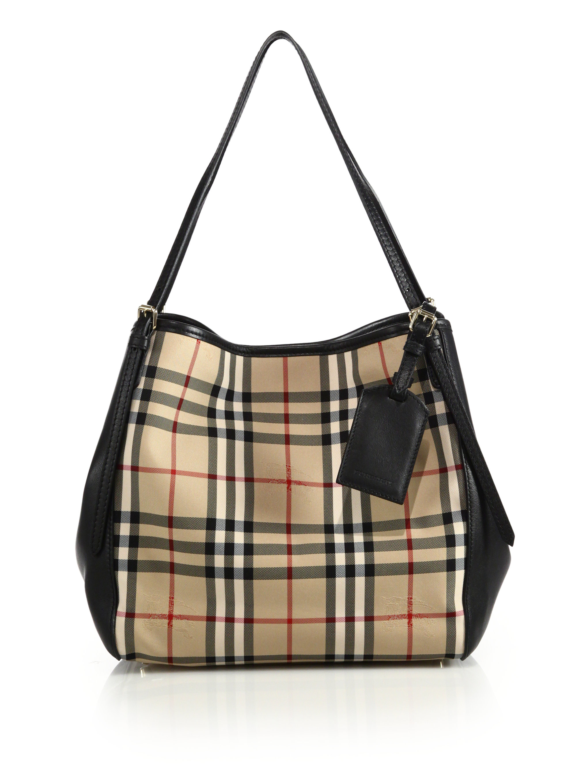 burberry small canter in horseferry check and leather