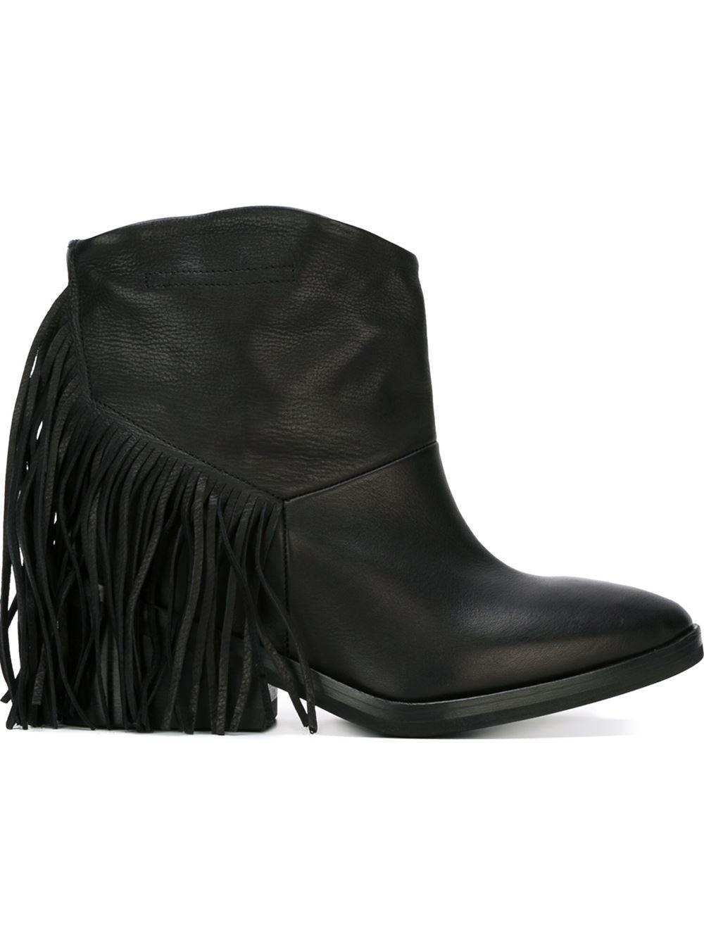 black fringe ankle boots cinzia araia fringed ankle boots in black lyst black fringe ankle boots cinzia araia fringed ankle boots in black lyst