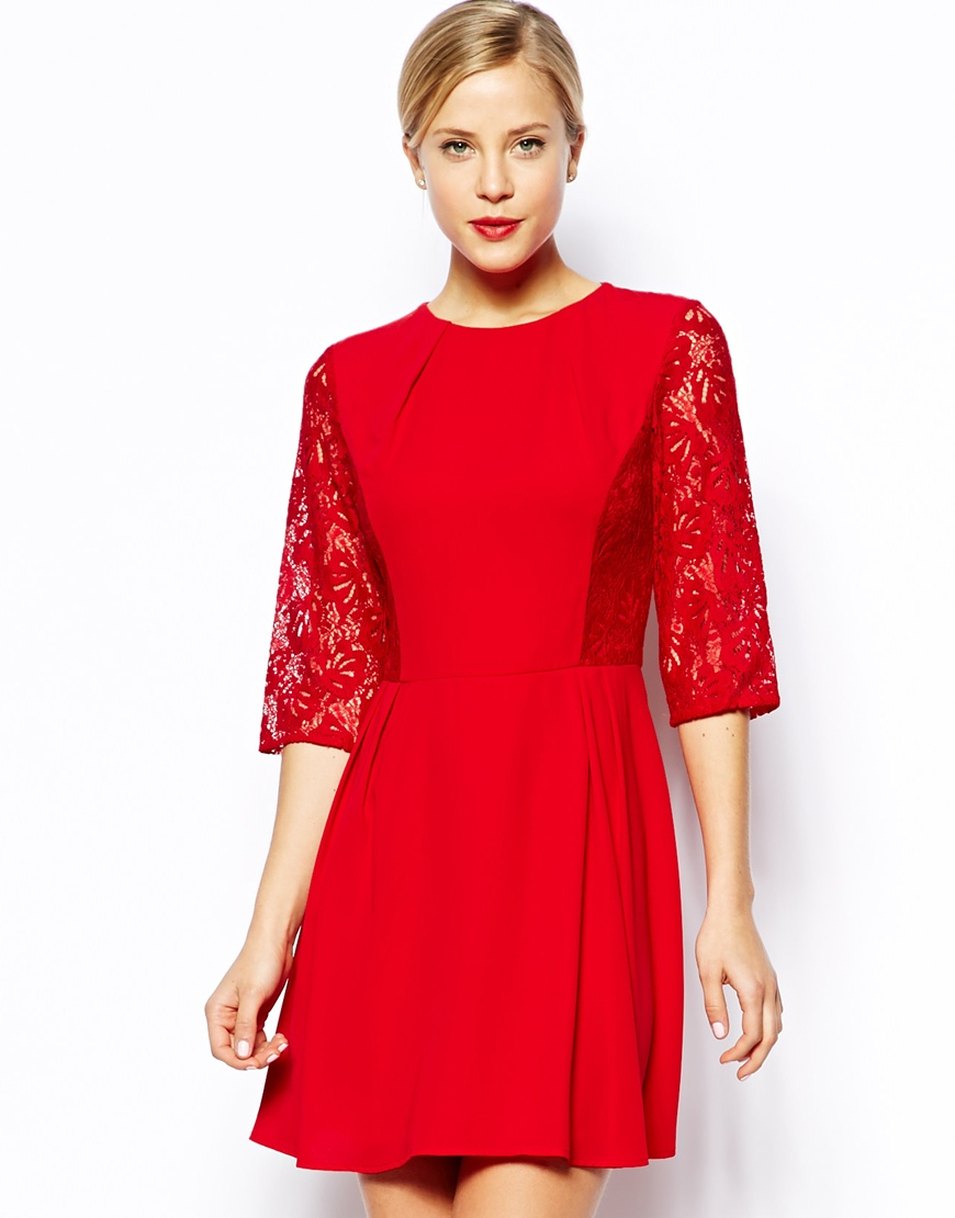 oasis red lace dress