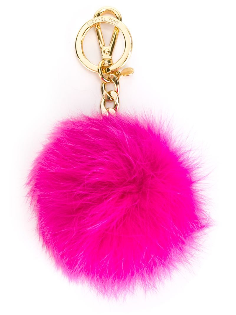 pink pom pom keyring