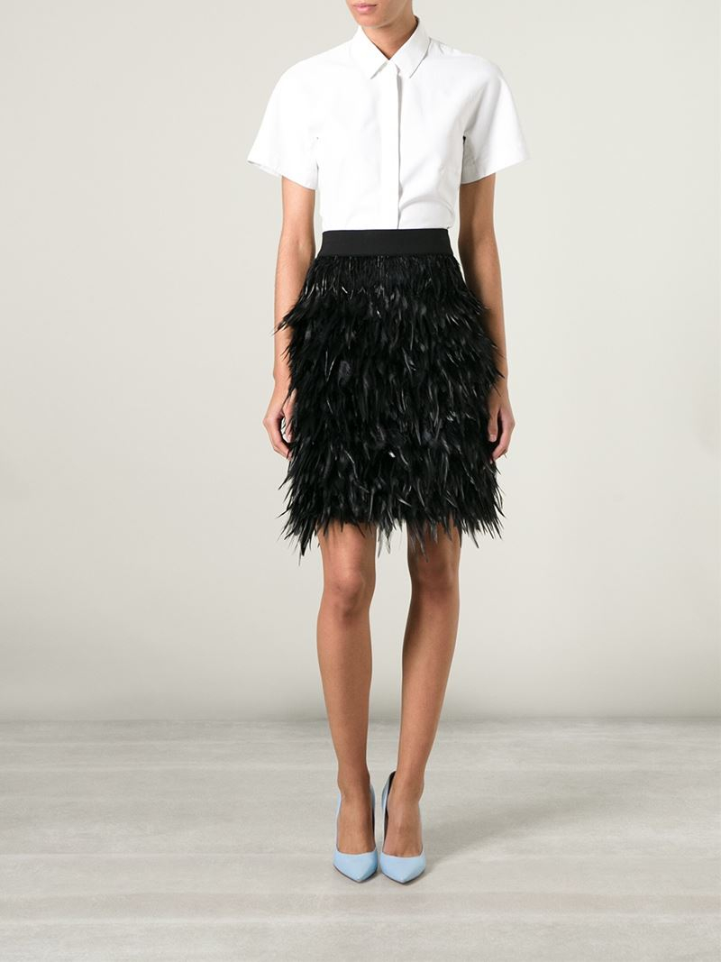DKNY Feather Skirt in Black - Lyst