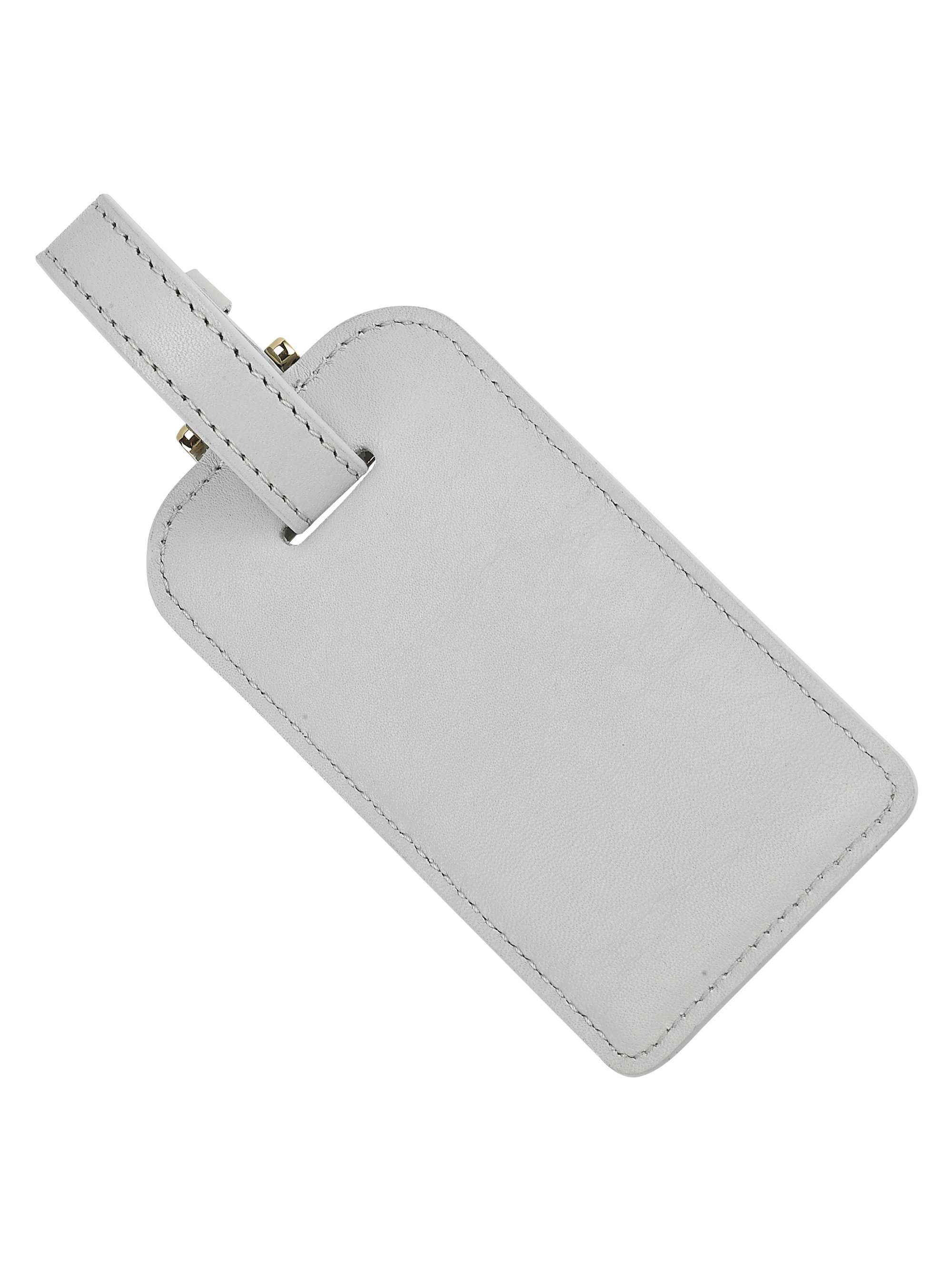 white leather luggage tags