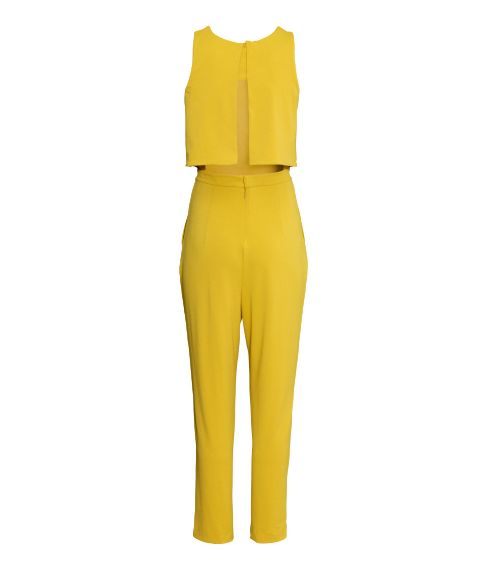 yellow sleeveless jumpsuit