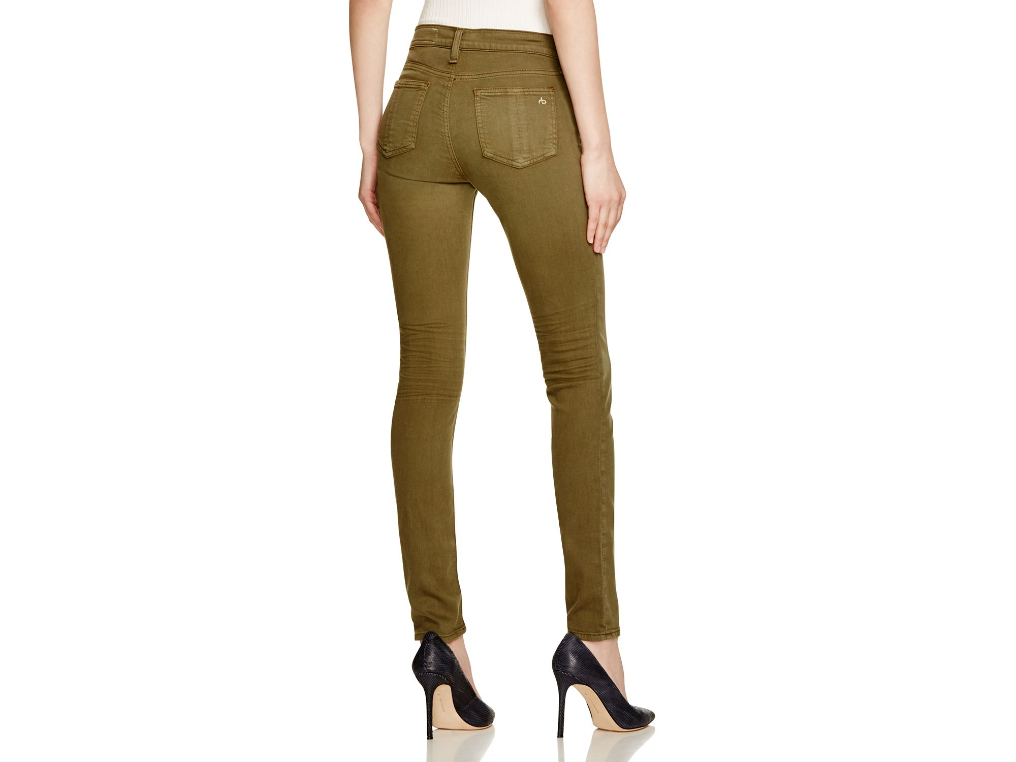 olive green skinny jeans womens