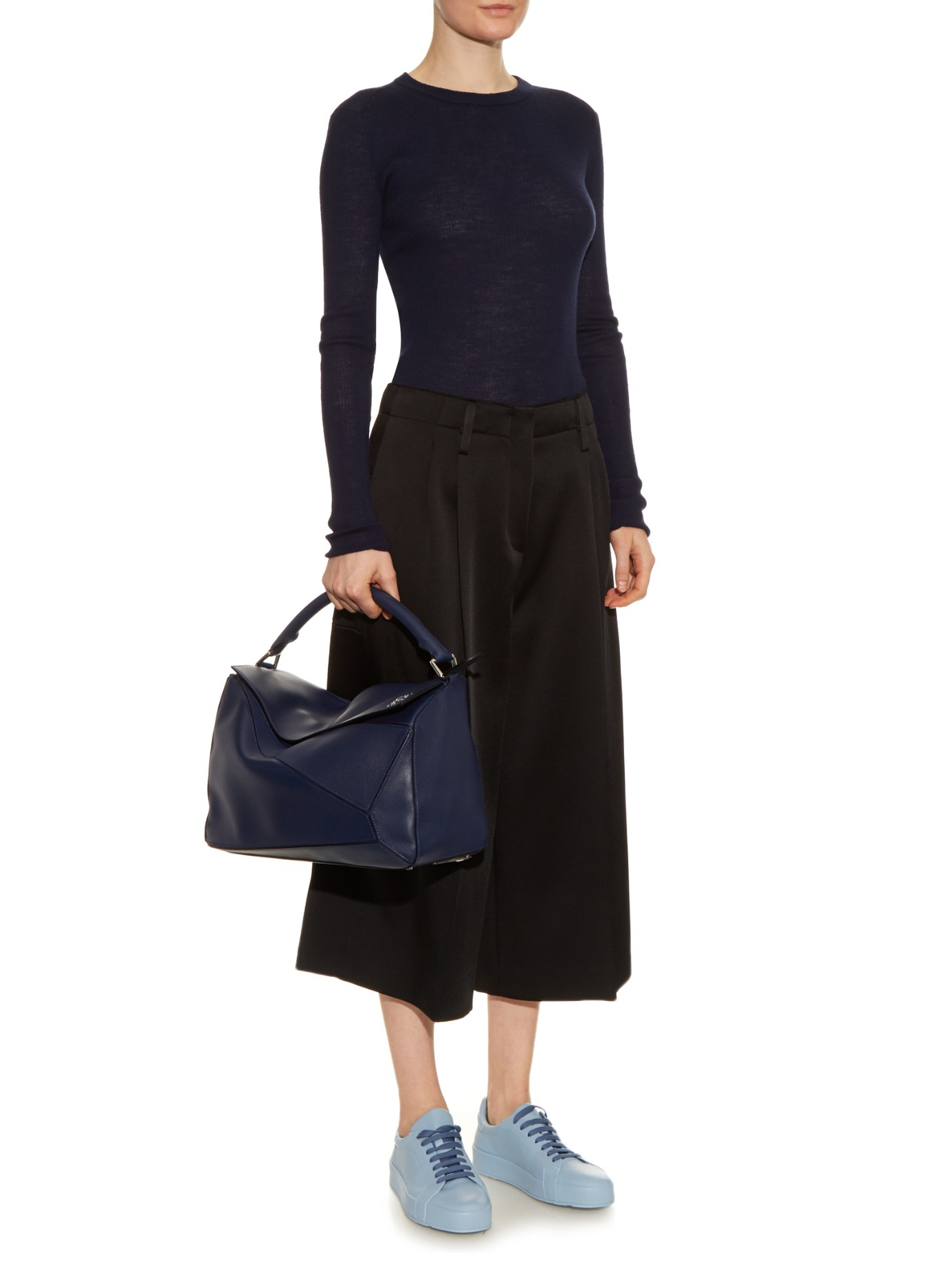 Loewe Puzzle Large Leather Bag In Navy Blue Lyst