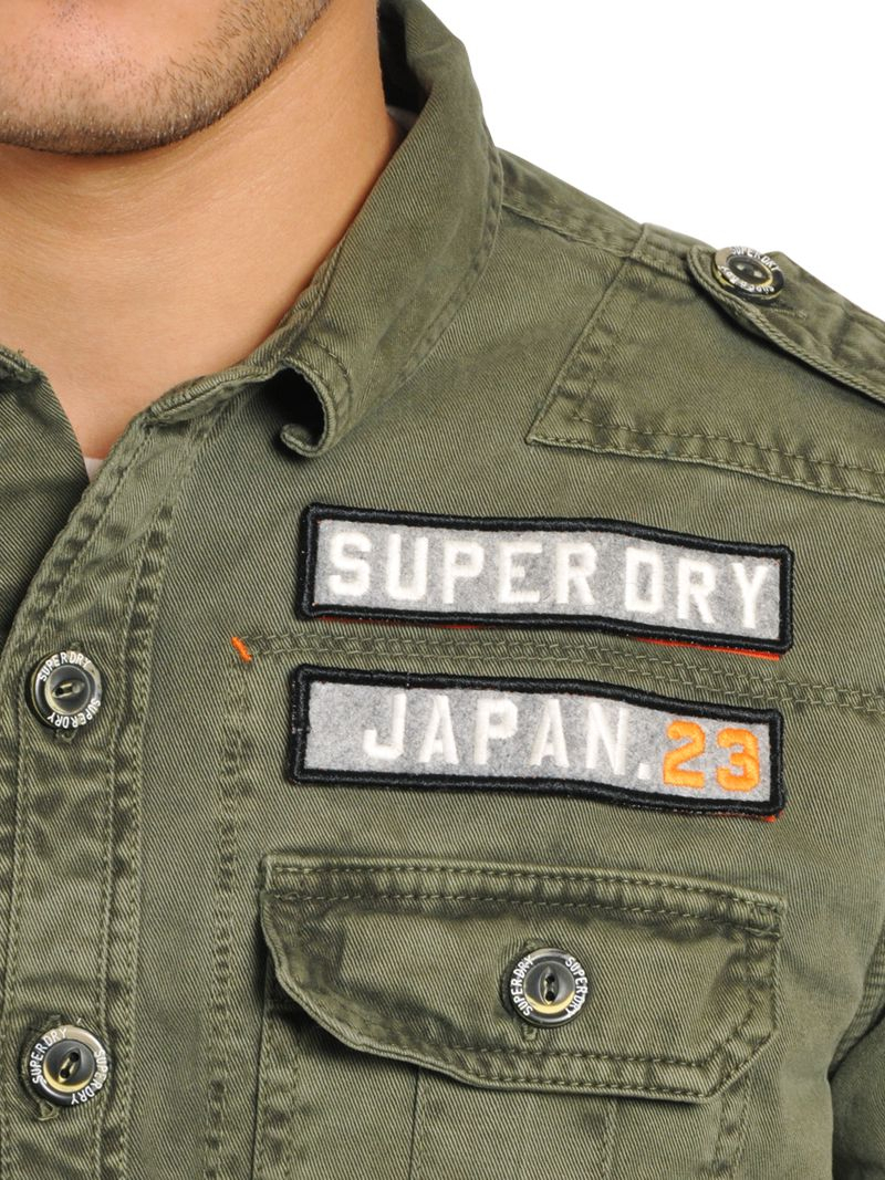 Superdry Ls Delta Military Cotton Gabardine Shirt in Green for Men | Lyst