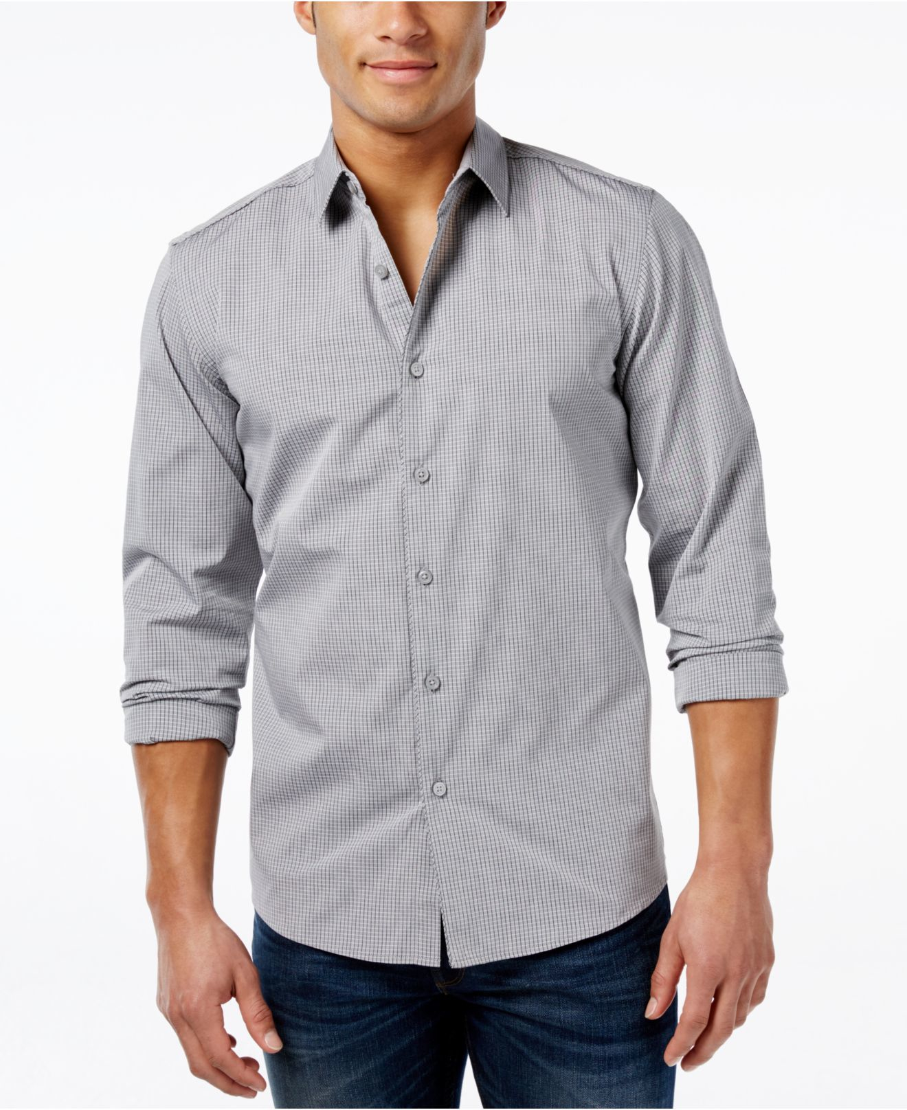 Kenneth Cole REACTION Mens Long Sleeve Check Shirt