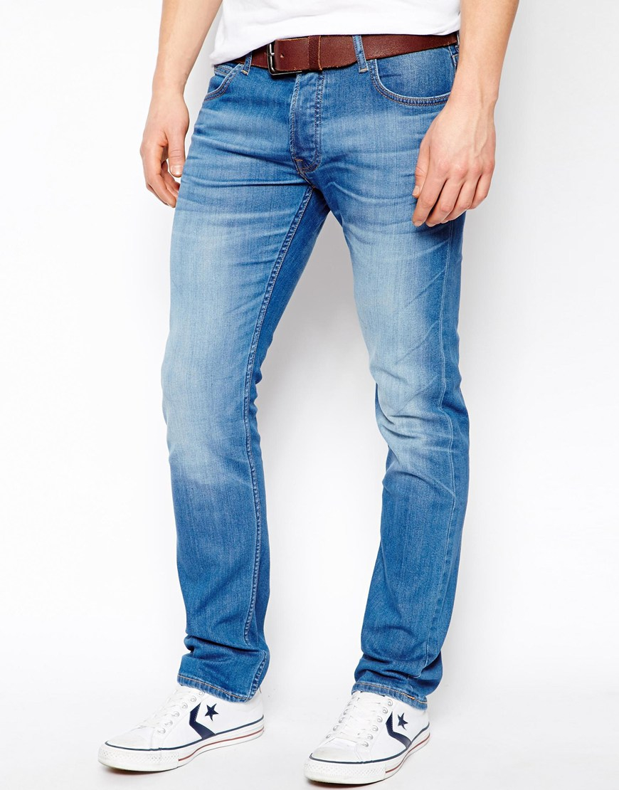 Lee Jeans Denim Jeans Powell Low Waist Slim Fit Blue Stream for Men Lyst