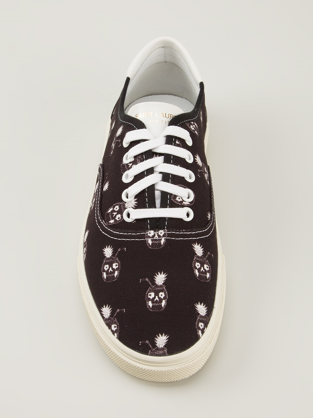 Saint Laurent Skull Print Sneakers in Black for Men | Lyst