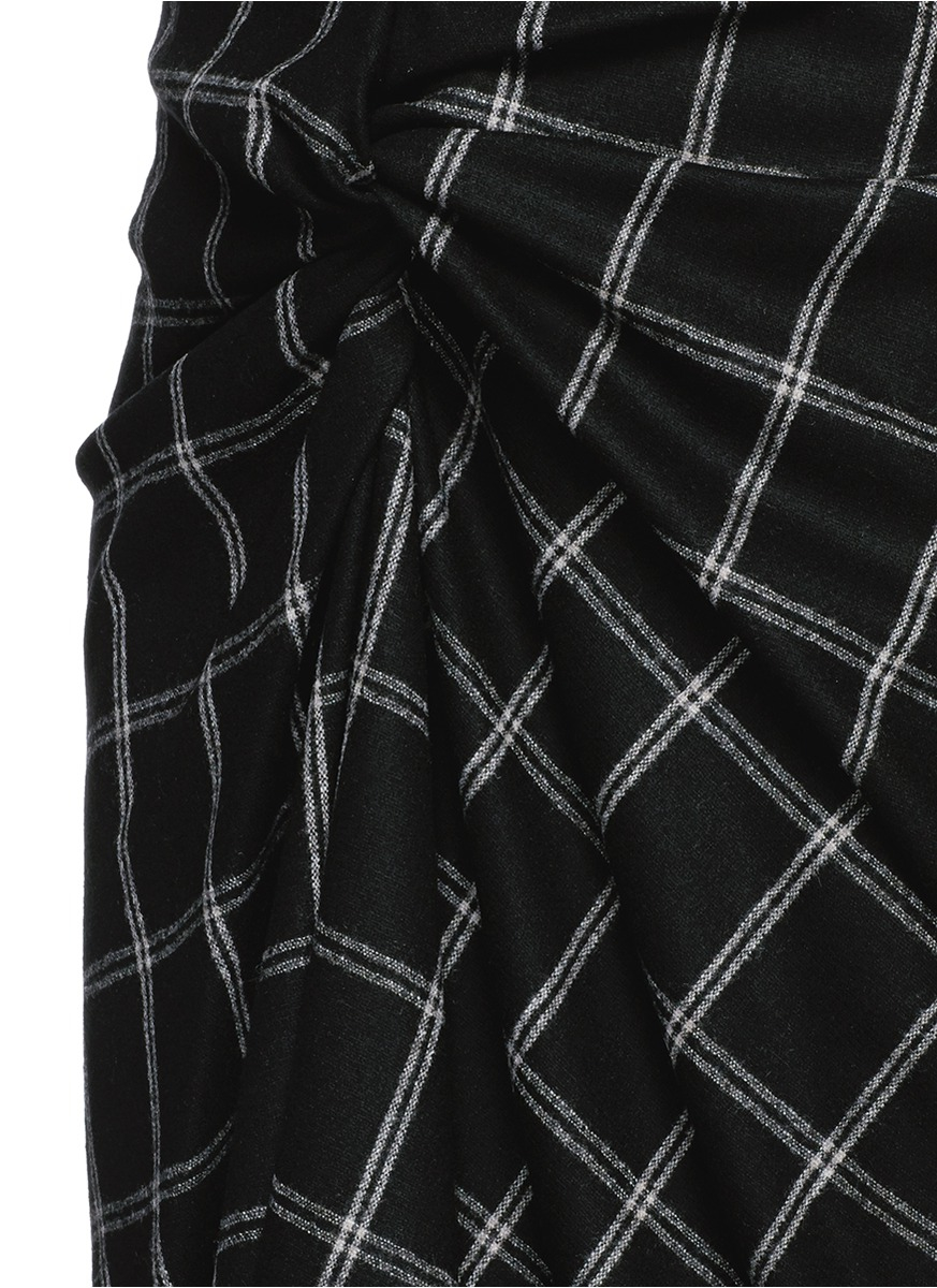 ruched check skirt