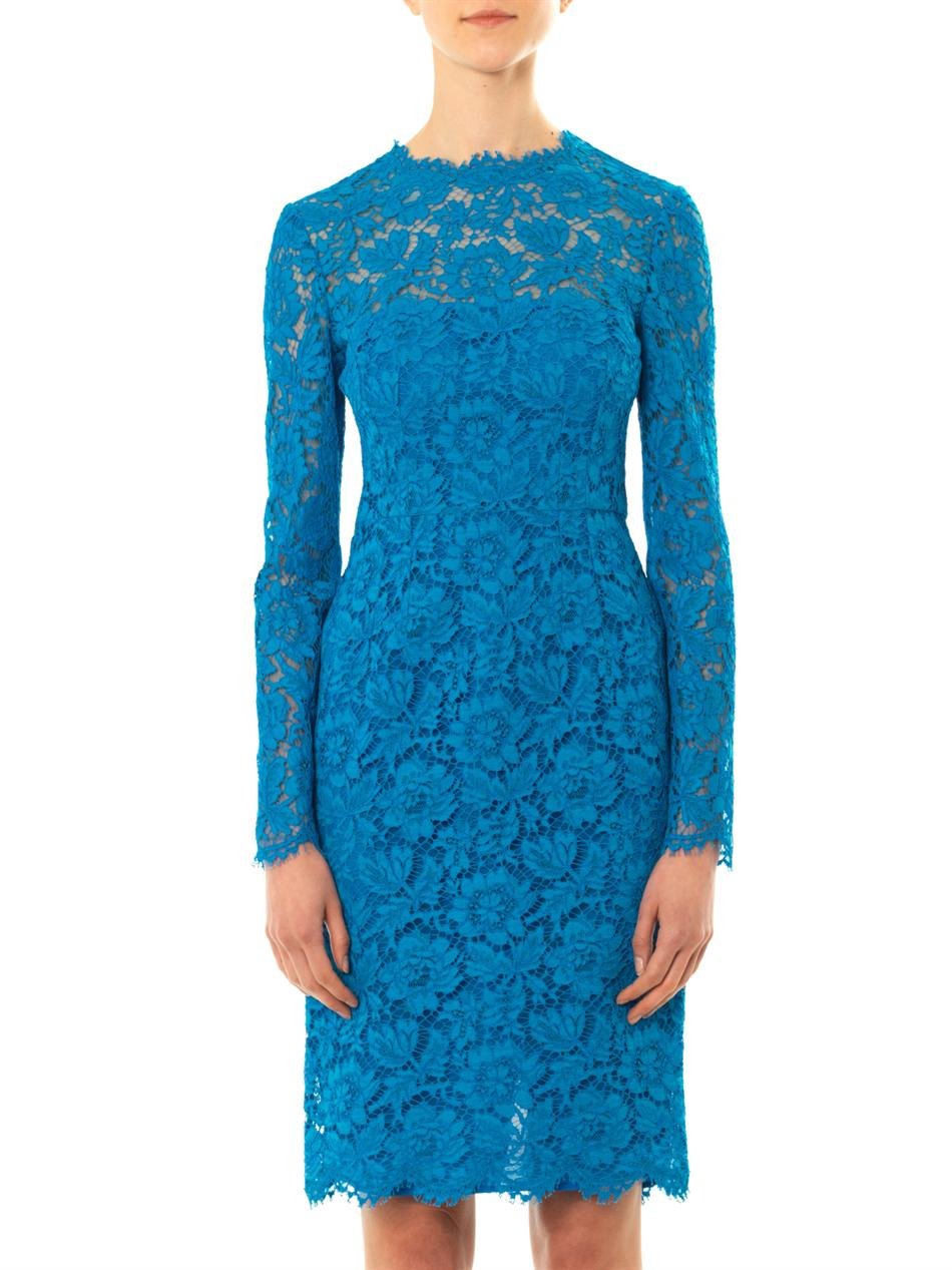 Valentino Bow Back Lace Dress in Blue - Lyst