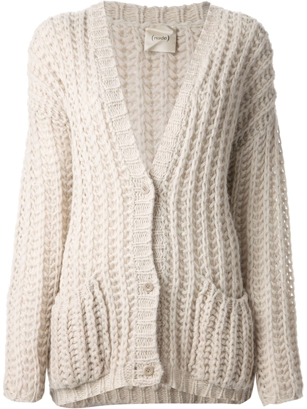 Lyst - Nude Chunky Knit Cardigan in Natural