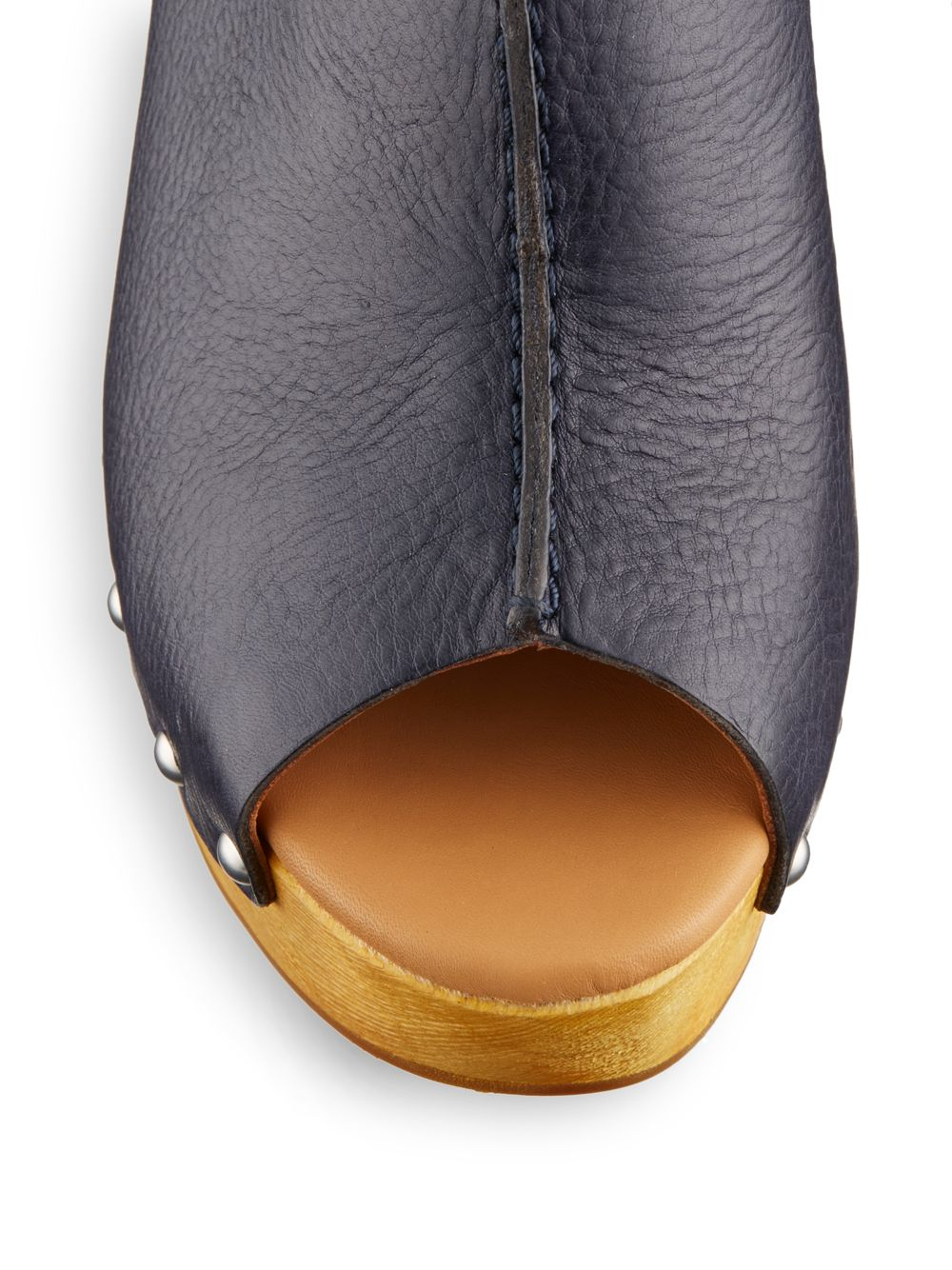 KorkEase Deanna Studded Opentoe Leather Mules in Blue Lyst