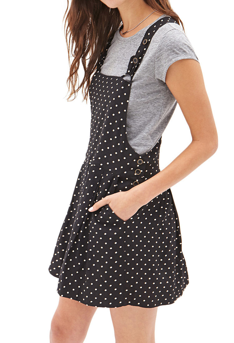 Forever 21 Polka Dot Overall Dress in 