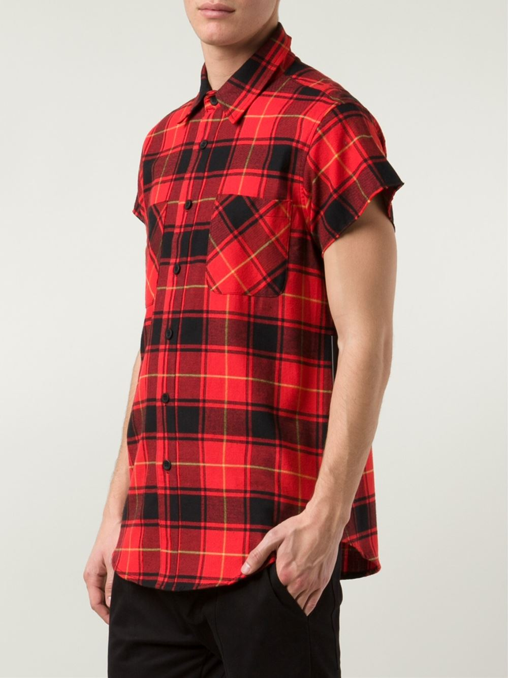 Fear Of God Short Sleeve Plaid Shirt in Red for Men - Lyst