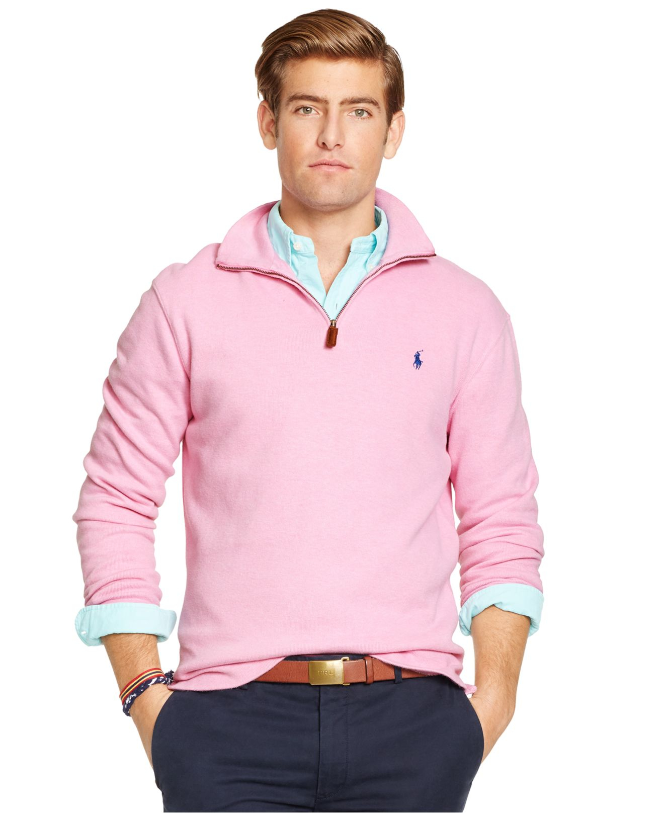 a pesar de Dar Florecer Polo Ralph Lauren French-Rib Half-Zip Pullover in Pink for Men | Lyst