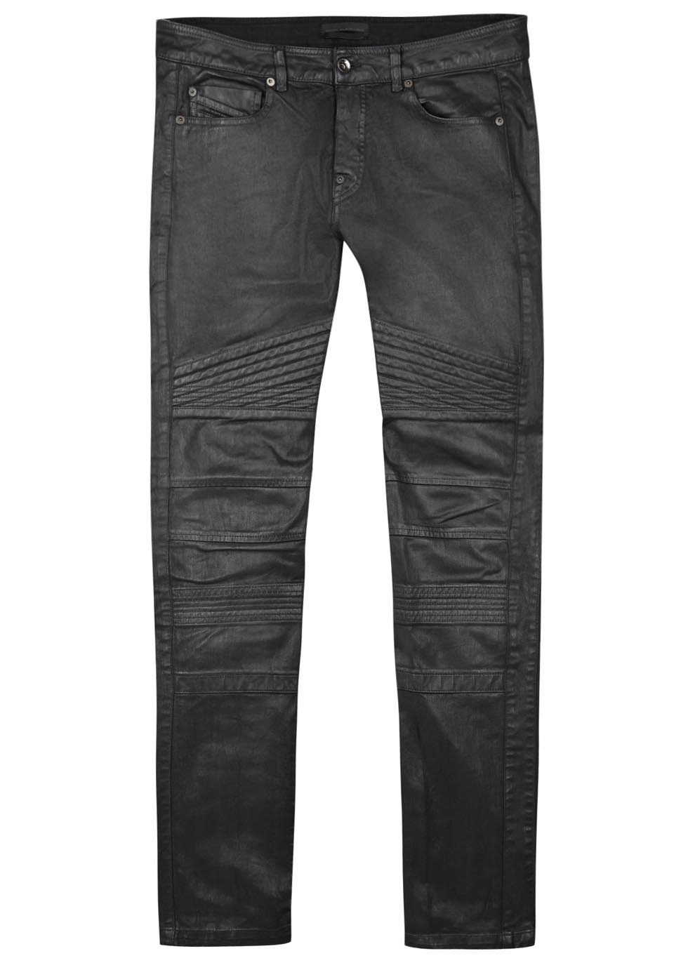 black and gold biker jeans