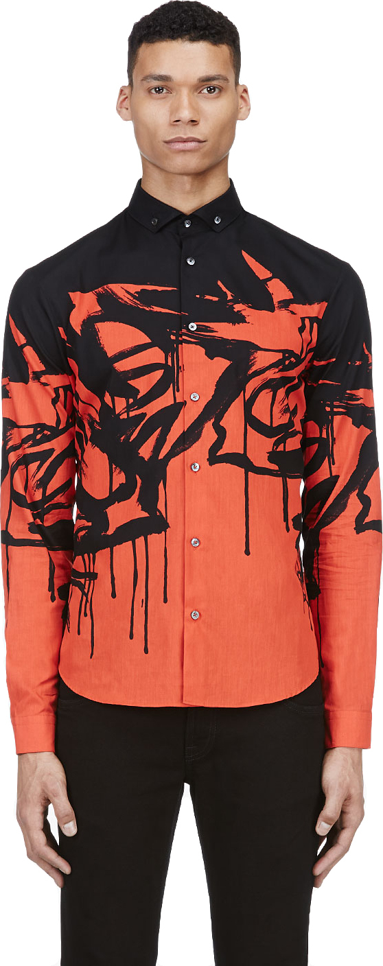 black and red button down