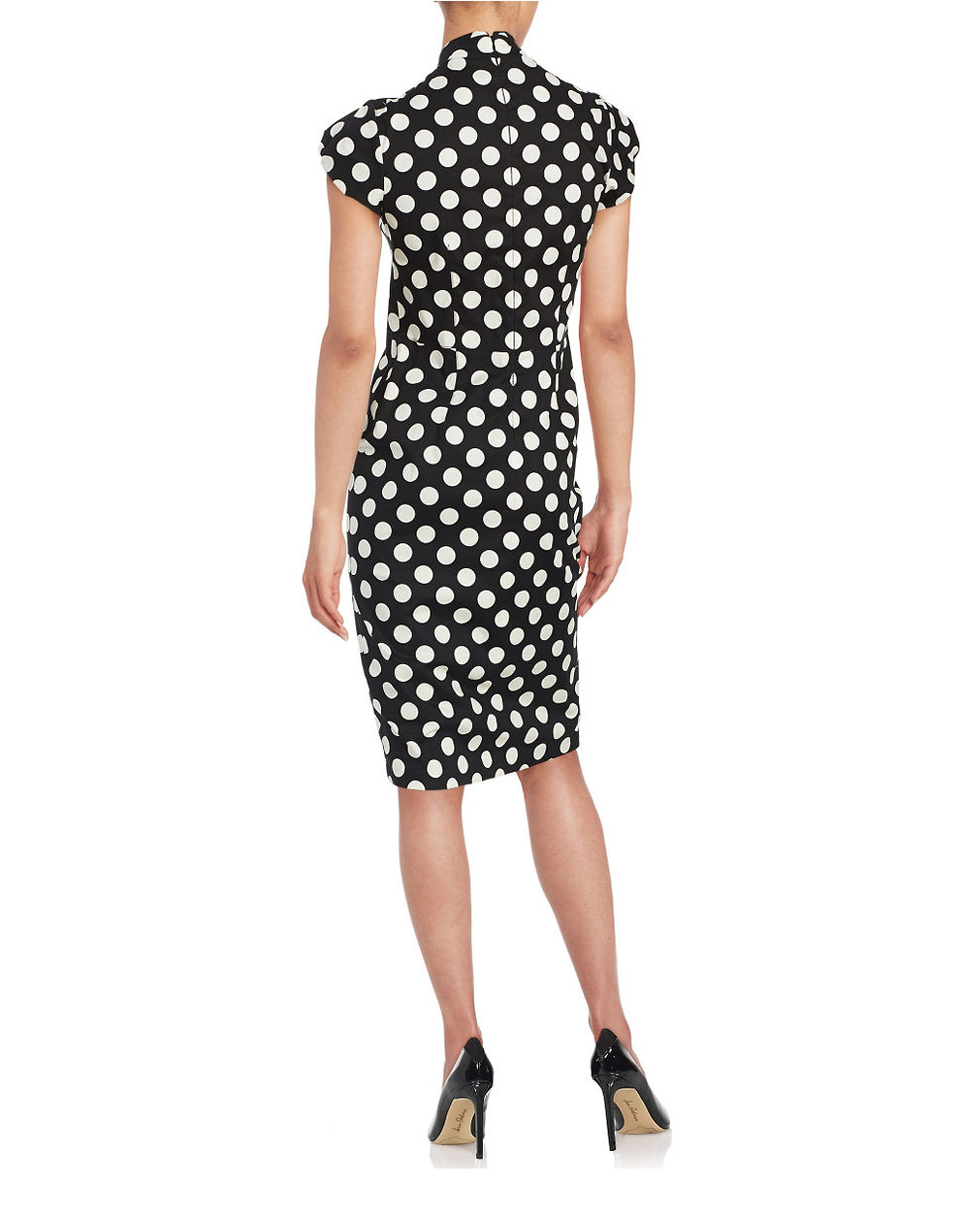 Betsey Johnson Capsleeve Polkadot Sheath Dress in Black Lyst