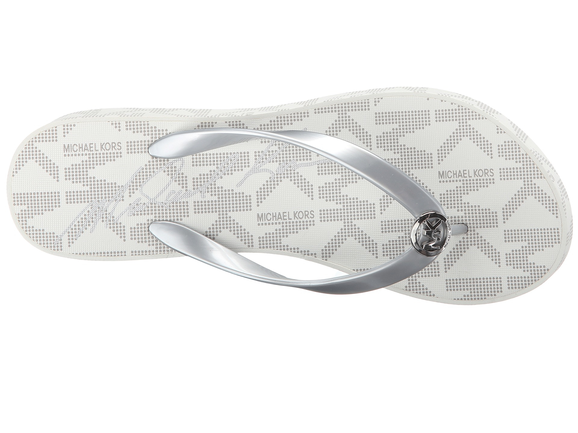 michael kors flip flops silver