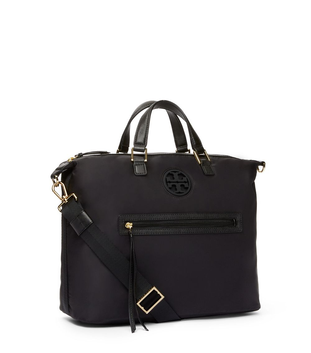 Tory Burch Nylon Slouchy Satchel in Black | Lyst