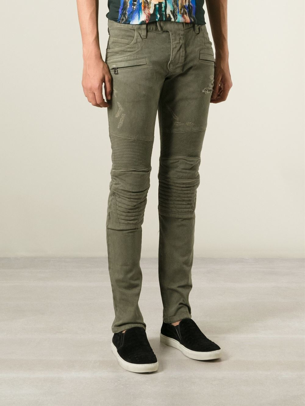 green biker jeans mens
