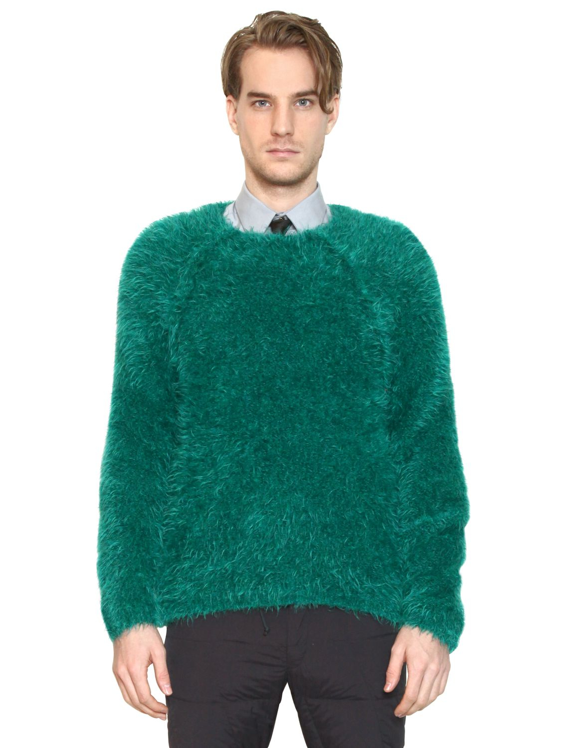 Paul Smith Mohair Blend Furry Sweater in Green for Men - Lyst