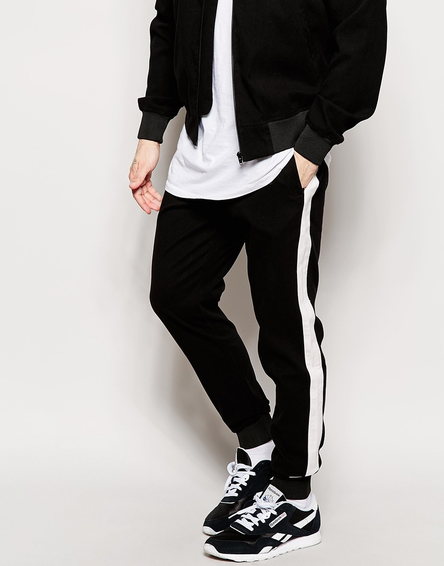 joggers with white stripe mens