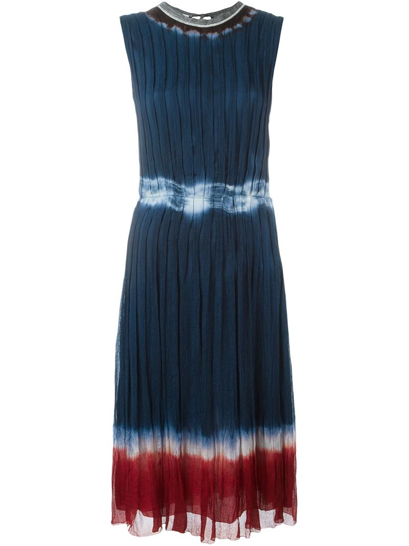 Prada Tie-dye Pleated Dress in Blue | Lyst