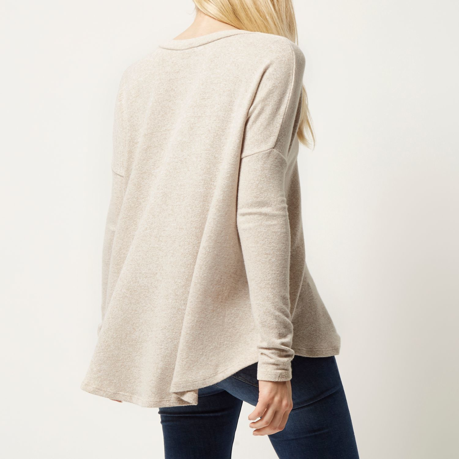 Beige Brushed Knitted Swing Jumper