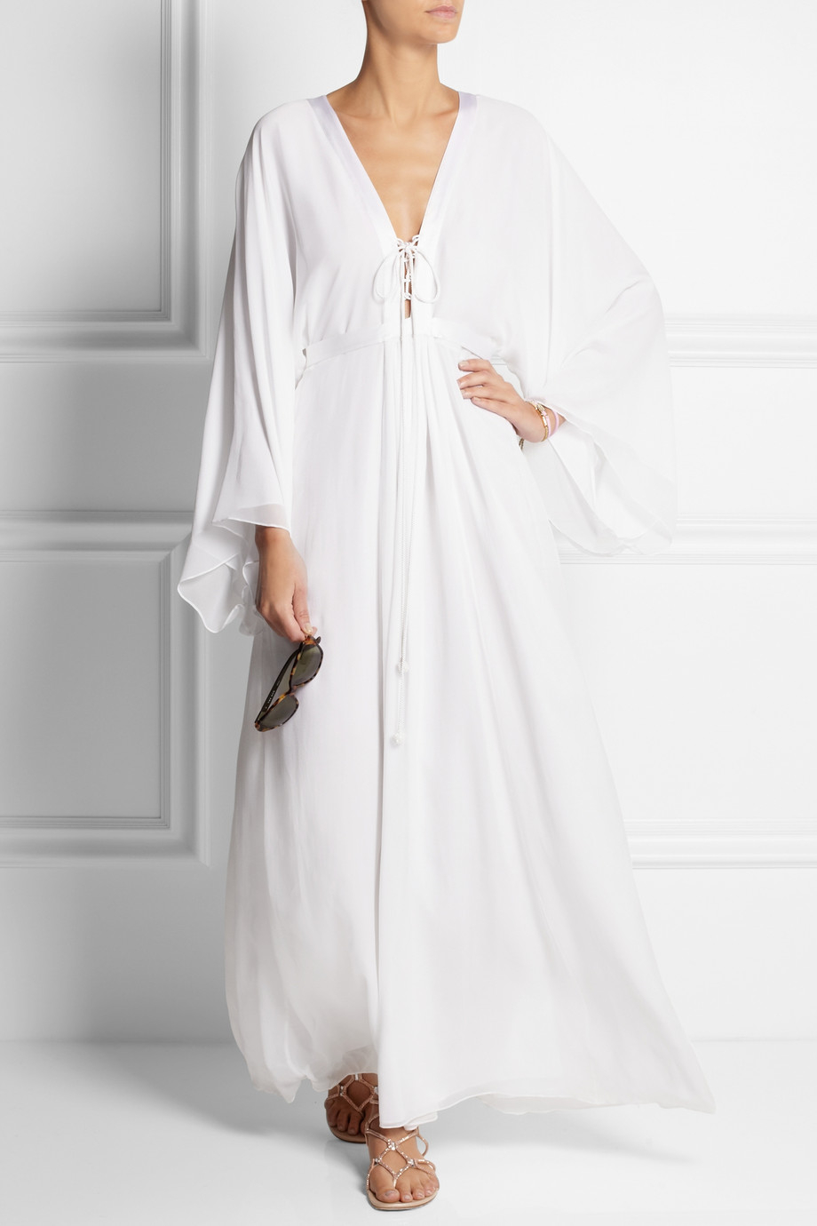 white silk kaftan