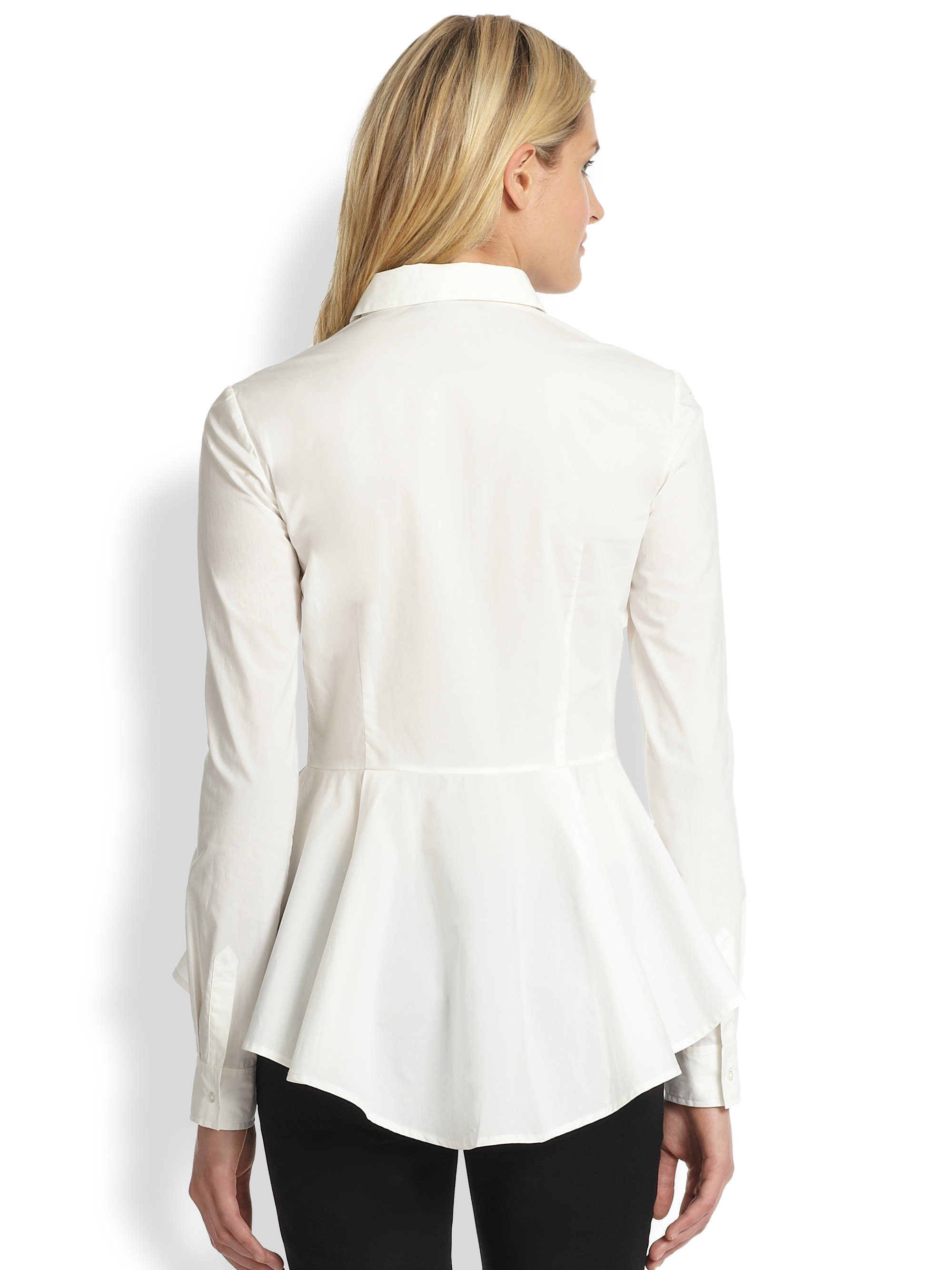 Lyst Marchesa Voyage Peplum Buttondown Shirt in White