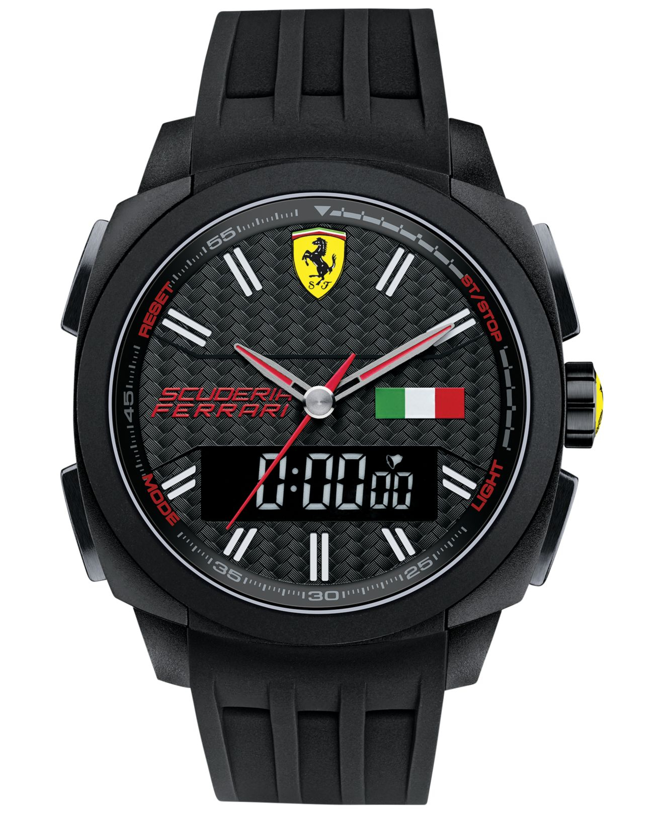 Ferrari Scuderia Men's Analog-digital Aerodinamico Black Silicone Strap